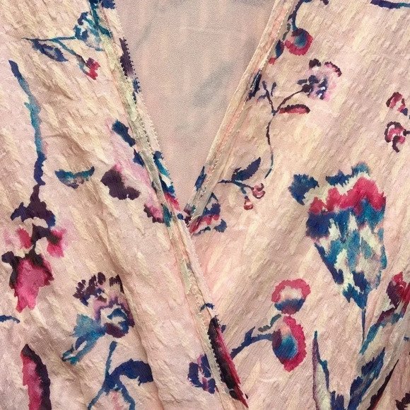 Tanya Taylor Blaire Pink Floral Silk Ruffle MIDI Dress Faux Wrap Flowers 2 - Picture 11 of 12
